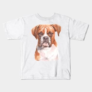 Cute Boxer Watercolor Art Kids T-Shirt